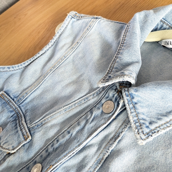 Zara Light Blue Denim Sleeveless Dress - Picture 8 of 8